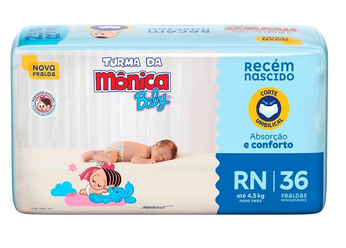 Turma da Mônica Baby – Fralda, Jumbo, RN, 36 Unidades