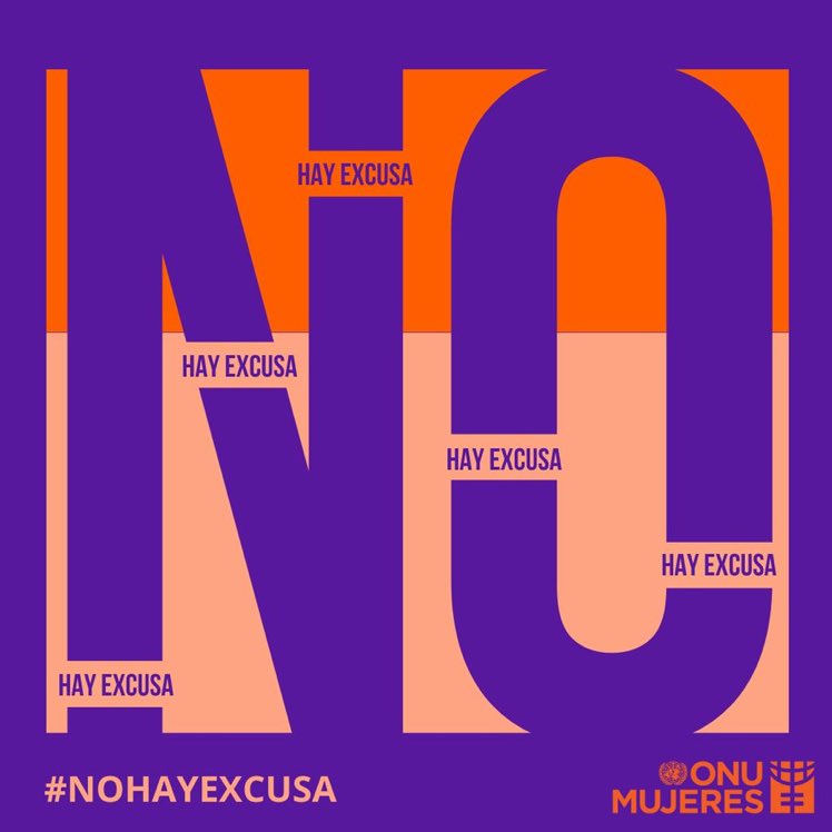 🟧#NoHayExcusa para la violencia contra las mujeres y niñas. El 25 de noviembre, Día Internacional para la Eliminación de la Violencia contra las Mujeres, #ÚNETE a los #16días de activismo y pongámosle fin. ¿Estás con nosotras? Comparte. 🔗 lac.unwomen.org/es/stories/not…