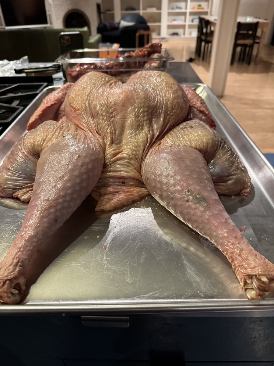 The way this heritage turkey was splayed before being cooked made me feel a bit … uncomfortable.