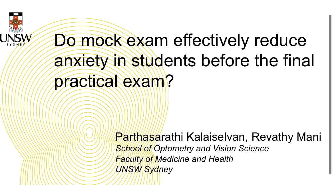 Revathy Mani PhD, FNORA, FAAO (@revathy__mani) on Twitter photo It is so nice to present our 2023 teaching experience in the <a href="/UNSW/">UNSW</a> Education-focused Festival22-27 Nov. Thanks to Dr Vinod Maseedupally, Srikanth Maseesupalli, Dr Ruby Kala Prakasam and Dr <a href="/Parthu_Optom/">Parthasarathi Kalaiselvan</a> for the collaboration <a href="/UNSWMedicine/">UNSW Medicine & Health</a> @unswpvcese <a href="/UNSWoptomvsci/">UNSW School of Optometry and Vision Science</a> <a href="/aaopt/">American Academy of Optometry</a> It is so nice to present our 2023 teaching experience in the <a href="/UNSW/">UNSW</a> Education-focused Festival22-27 Nov. Thanks to Dr Vinod Maseedupally, Srikanth Maseesupalli, Dr Ruby Kala Prakasam and Dr <a href="/Parthu_Optom/">Parthasarathi Kalaiselvan</a> for the collaboration <a href="/UNSWMedicine/">UNSW Medicine & Health</a> @unswpvcese <a href="/UNSWoptomvsci/">UNSW School of Optometry and Vision Science</a> <a href="/aaopt/">American Academy of Optometry</a>