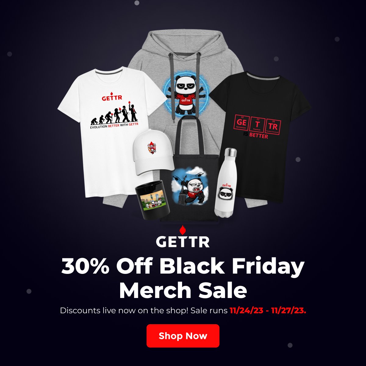 💥BLACK FRIDAY SALE ALERT 📷 Dive into our exclusive collection and enjoy 30% OFF ON ALL MERCH! It's the perfect time to snag those items you've had your eye on! 📷store.gettr.com #GETTRBlackFriday