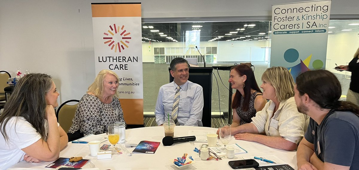 Adam Reilly, Deputy Chief Executive, Department of Child Protection joined the foster and kinship carers today for the annual Recharge & Thrive event hosted by Connecting Foster & Kinship Carers SA. He’s seen here (centre) talking to carers. The presenter of the sessions today…