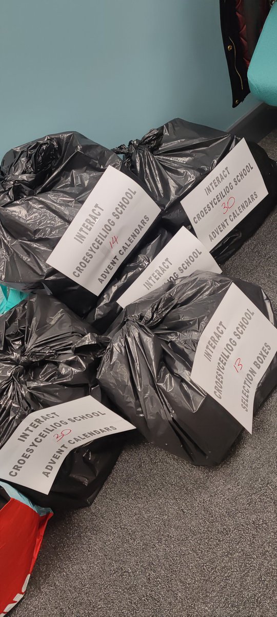 A total of 559 advent calendars &amp; selection boxes have been donated by various community groups &amp; students/staff. 
Today 470 will be going to <a href="/EVfoodbank/">East Valley foodbank</a> 
Remaining 117 (&amp; any extras) to Croesy Foodshare Hwb. Da iwan pawb🌲💙
<a href="/croesyschool/">Croesyceiliog School</a> 
<a href="/CwmbranLife/">CwmbranLife</a> 
<a href="/Rotary1150/">Rotary in Southern Wales</a> 
<a href="/RotaryGBI/">Rotary GB & Ireland</a>