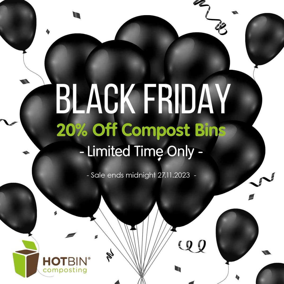 Our Black Friday Sale is now live! Don't miss out on the hottest discount of the year! 🔥 🔥 Get 20% off during our Black Friday sale. Ends Monday 27th November 2023. #compost #gardening #discount #sale #blackfriday #hottestdeal