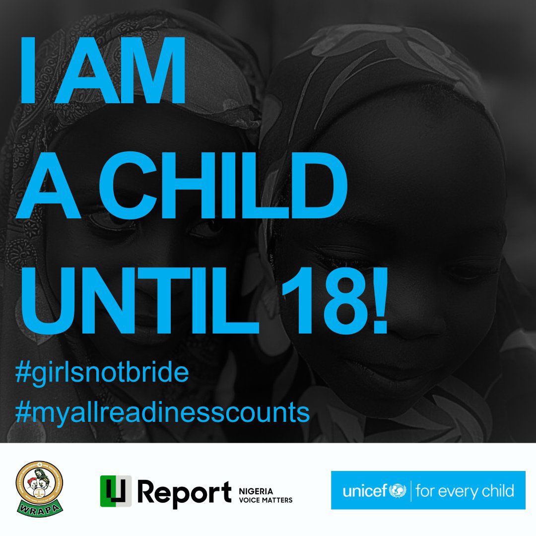 __aliudada's tweet photo. Our commitment to ending child marriage is a commitment to a better future for all. Let's make a stand to end child marriage.
@WRAPANG
@UNICEF_Nigeria
@UreportNigeria
#myallroundreadinesscounts #e2cmc https://t.co/qz2SxLHn1s