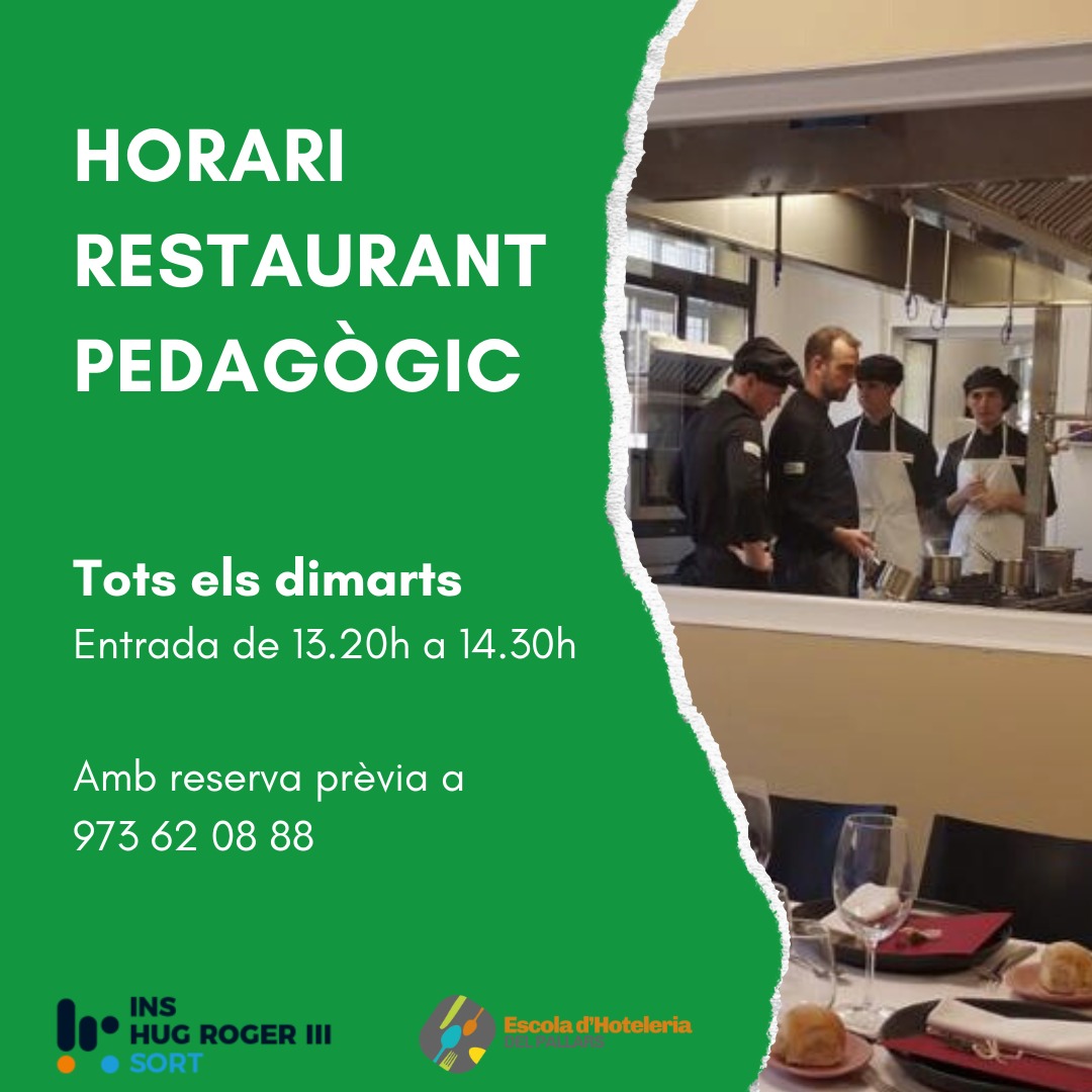 Després de la Jornada de Portes Obertes del Restaurant Pedagògic d'ahir, ja us podem informar que a partir del dimarts 28 de novembre, el restaurant pedagògic estarà obert cada dimarts amb reserva prèvia.
Us animem a venir-hi!
#cicles #fpdual #slowfood #restaurantpedagogic