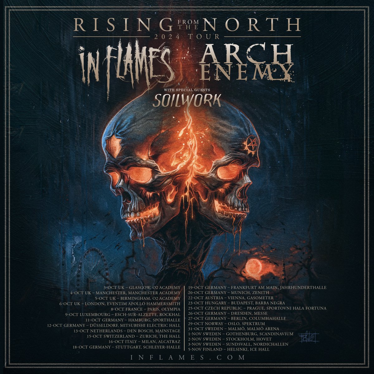 General ticket sale for 'Rising from the North' 2024 tour feat. @InFlames_SWE and @archenemymetal is rolling. You don't wanna miss this one. ➡️ bnds.us/o76k8l