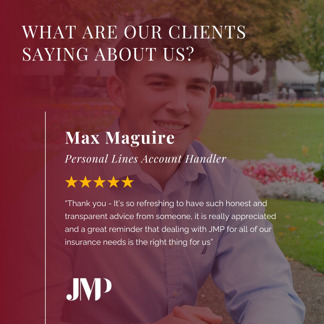 Don’t just take our word for it 📣 Well done to Max for consistently receiving glowing feedback like this, highlighting his commitment to providing our clients with the best service and a premium that reflects their needs for the best price.