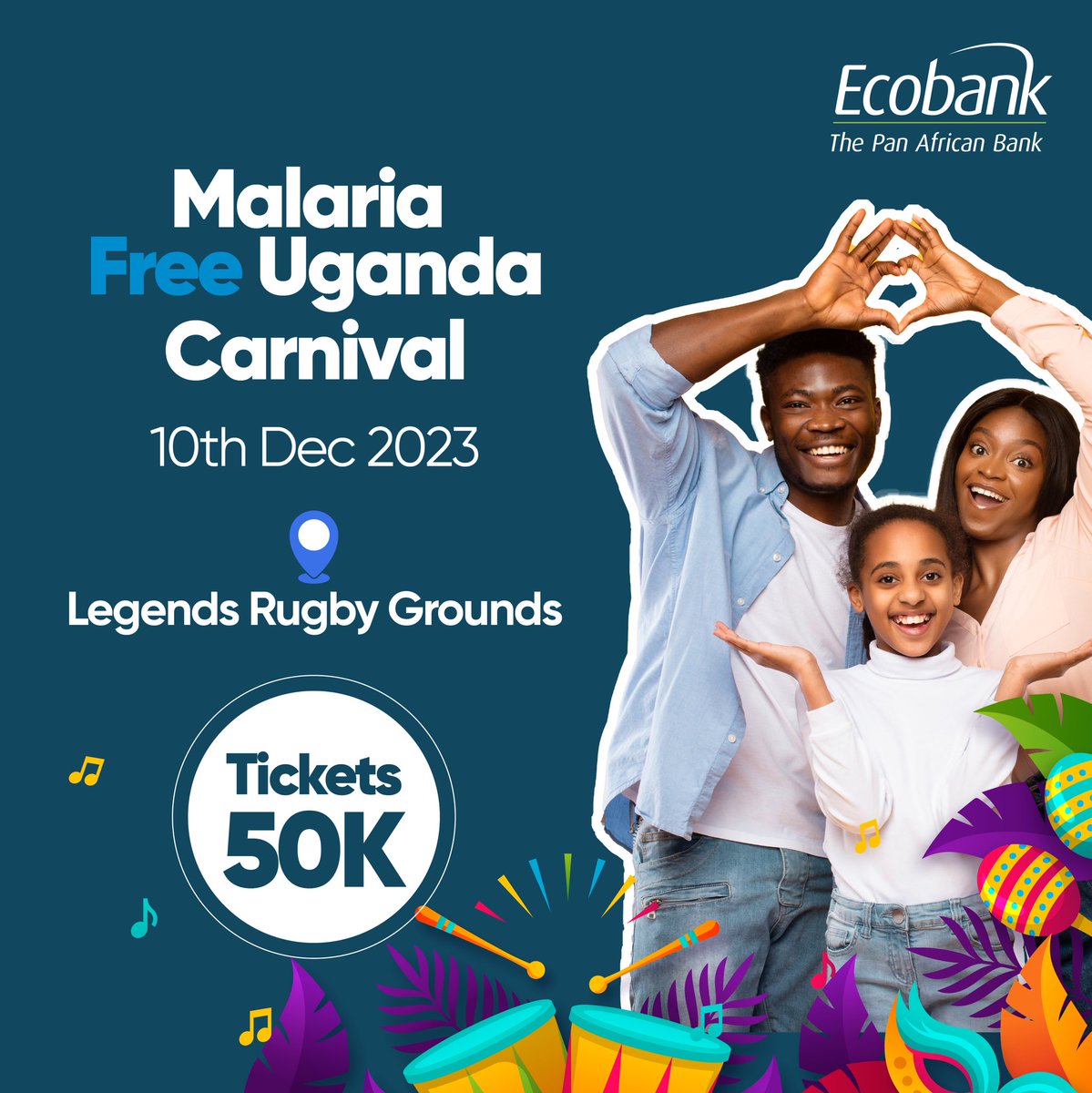 EcobankUganda's tweet image. Join the movement against malaria on December 10th at Legends Rugby grounds.

Let’s unite for a day of fun, music, and a powerful cause - #MalariaFreeUganda.

Secure your tickets for the #RotaryFamilyCarnival now via qkt.io/TheFamilyCarni and be part of the impact.

#GoForMore