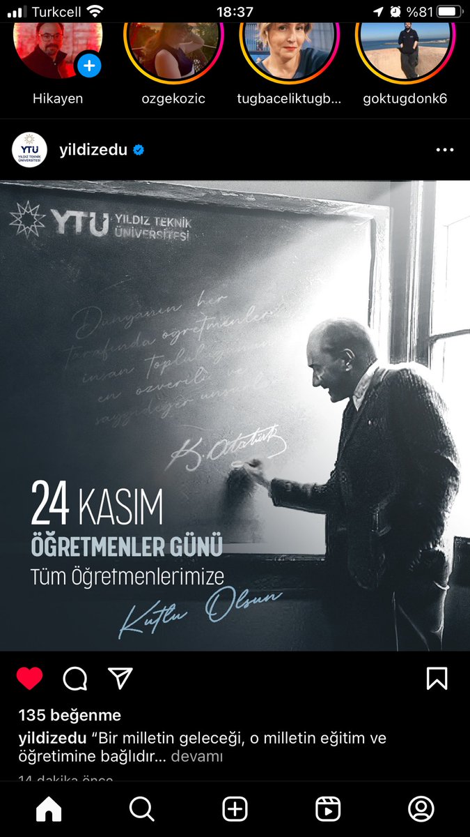 "Eğitimdir ki bir milleti ya hür, bağımsız, şanlı, yüksek bir topluluk halinde yaşatır; ya da milleti esaret ve sefalete terk eder. " 24 Kasım Öğretmenler Günümüz kutlu olsun…
