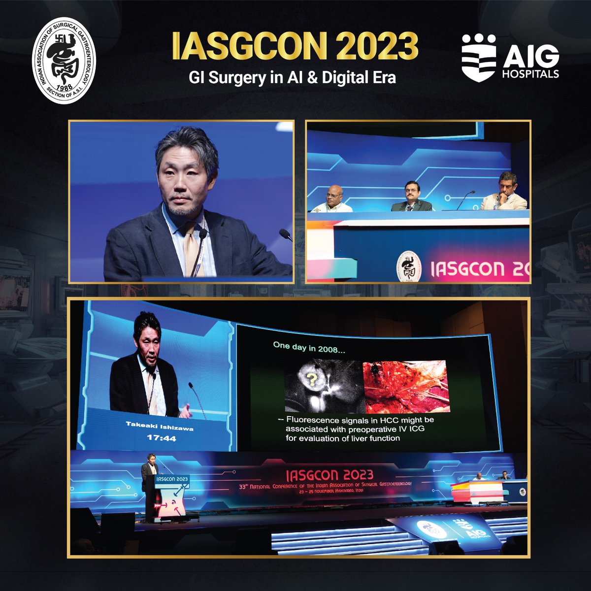 AIGHospitals's tweet image. The starwarts take the stage at the #IASGCON2023 with the #KeynoteLectures and the prestigious #LucknowOration. Dr. #DNReddy, Dr. #CatherineTeh, Dr. #KenethWalker, Dr. #TakeakiIshizawa #AIGHospitals
@gvraoaig @hpbsurgeon1