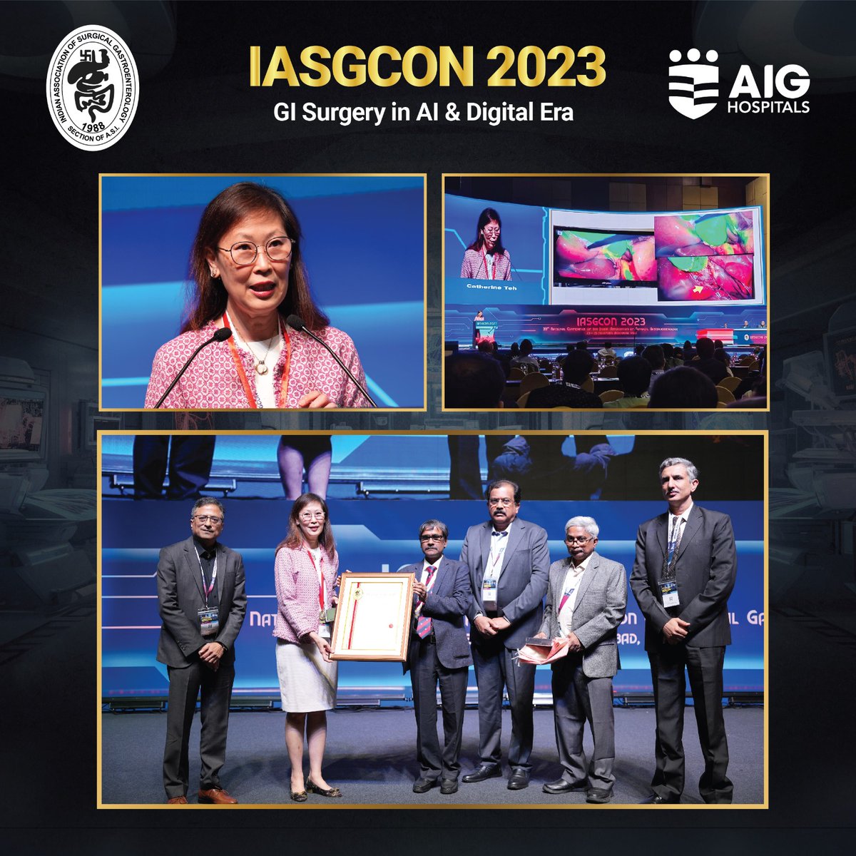 AIGHospitals's tweet image. The starwarts take the stage at the #IASGCON2023 with the #KeynoteLectures and the prestigious #LucknowOration. Dr. #DNReddy, Dr. #CatherineTeh, Dr. #KenethWalker, Dr. #TakeakiIshizawa #AIGHospitals
@gvraoaig @hpbsurgeon1