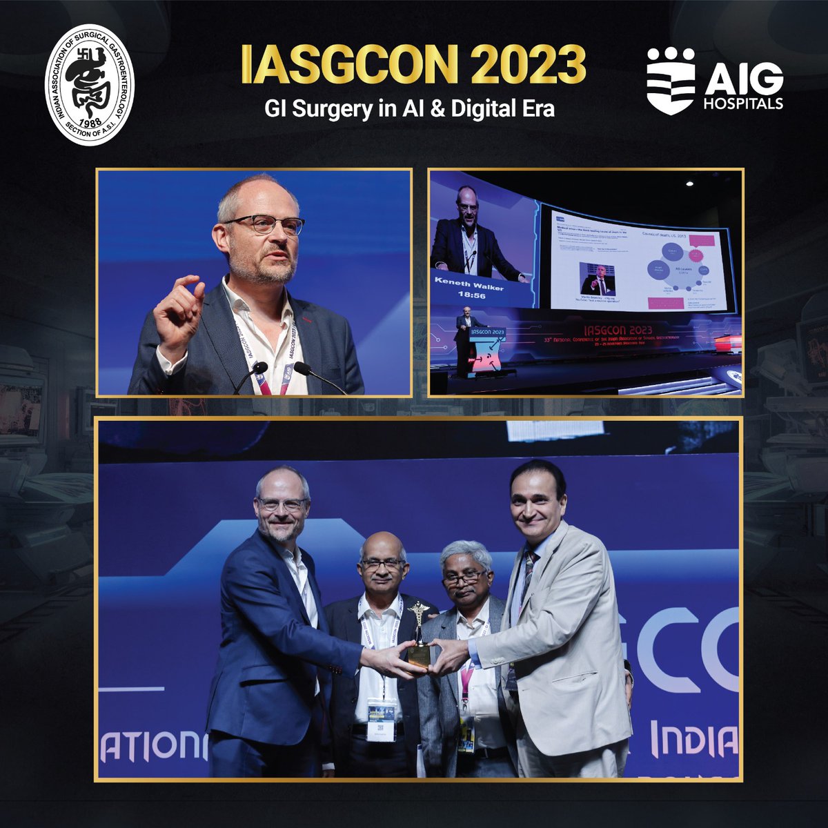 AIGHospitals's tweet image. The starwarts take the stage at the #IASGCON2023 with the #KeynoteLectures and the prestigious #LucknowOration. Dr. #DNReddy, Dr. #CatherineTeh, Dr. #KenethWalker, Dr. #TakeakiIshizawa #AIGHospitals
@gvraoaig @hpbsurgeon1