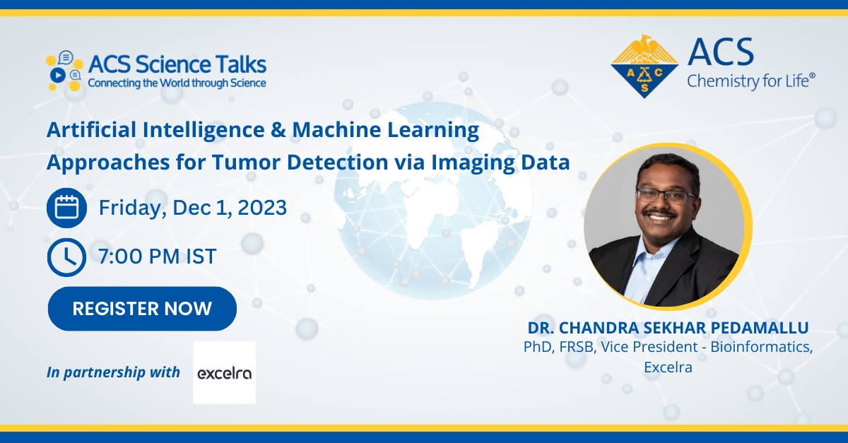 💡 Save Your Seat for the upcoming FREE #ACSScienceTalks, brought to you in partnership with @excelra, & hear from Dr. Chandra Sekhar Pedamallu on the role of #AI & #MachineLearning in the future of #MedicalImaging. Register now at brnw.ch/21wEINH #Chemistry