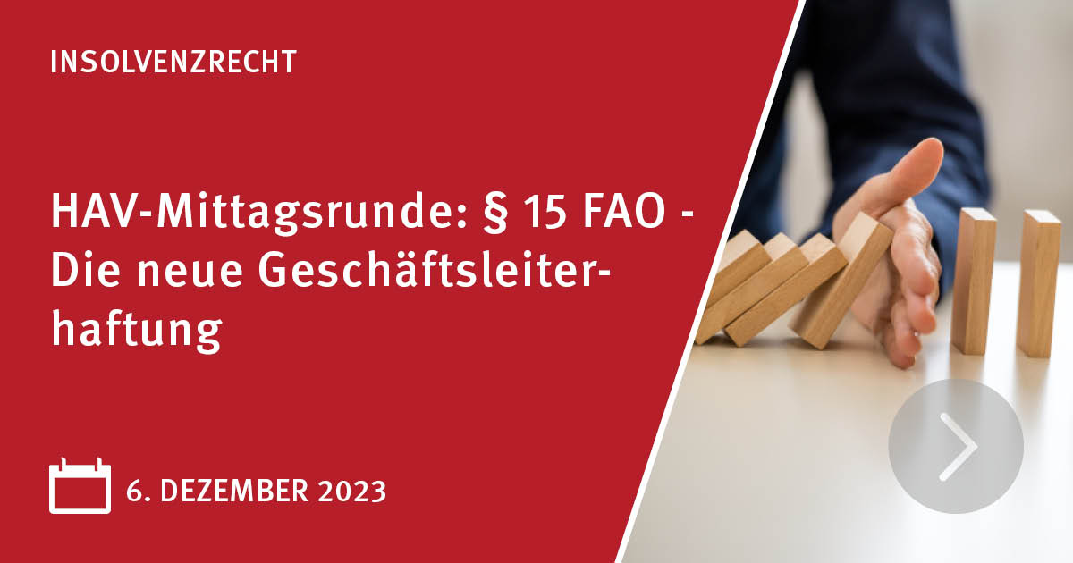 Seit dem 01.01.2021 gilt der neue § 15b InsO. Danach haftet der Geschäftsleiter für Zahlungen, die er nach Eintritt der Insolvenzreife vornimmt. Herr Dr. Schmidt informiert Sie in unserer Mittagsrunde über alles Wissenswerte: schweitzer-online.de/info/Mittagsru…