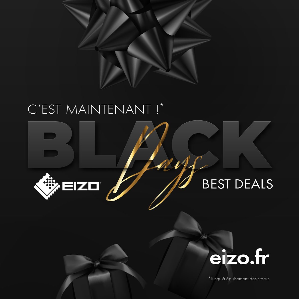 🚨 Ne manquez pas nos offres #BlackFriday
<a href="/Eizo_France/">Eizo France</a>
! 📷Prix #promo sur nos #moniteurs de démo sur salons #FlexScan #ColorEdge #DuraVision, audités et reconditionnés avec amour par notre super équipe technique #BlackFridayDeals #Promotions #Soldes bit.ly/3MX96Mc