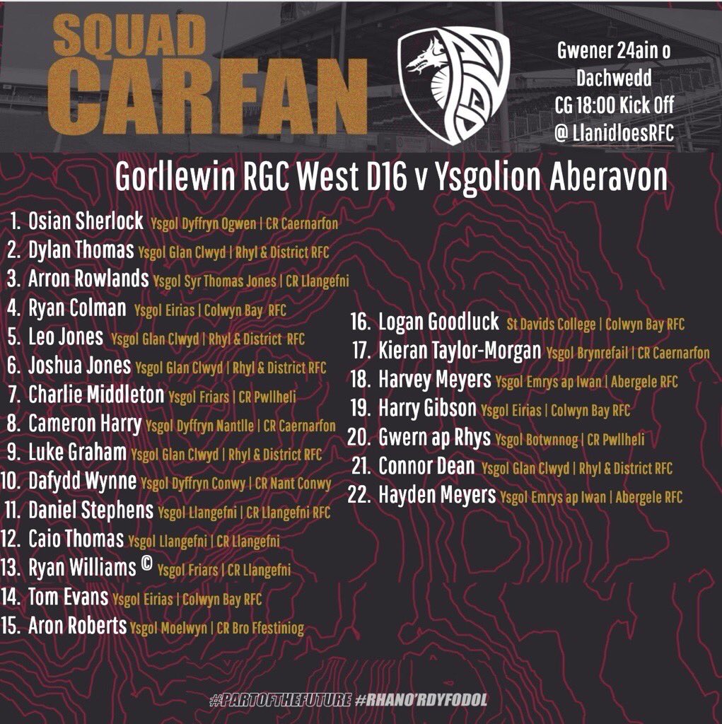 Good luck to all of the RGC West U16 team in their upcoming fixture against Aberavon. Great to see 3 of our learners and representatives from local clubs included within the squad #daiawn #rugby <a href="/Eirias/">Ysgol Eirias</a> <a href="/colwynbayrugby/">Colwyn Bay Rugby 🏉</a>