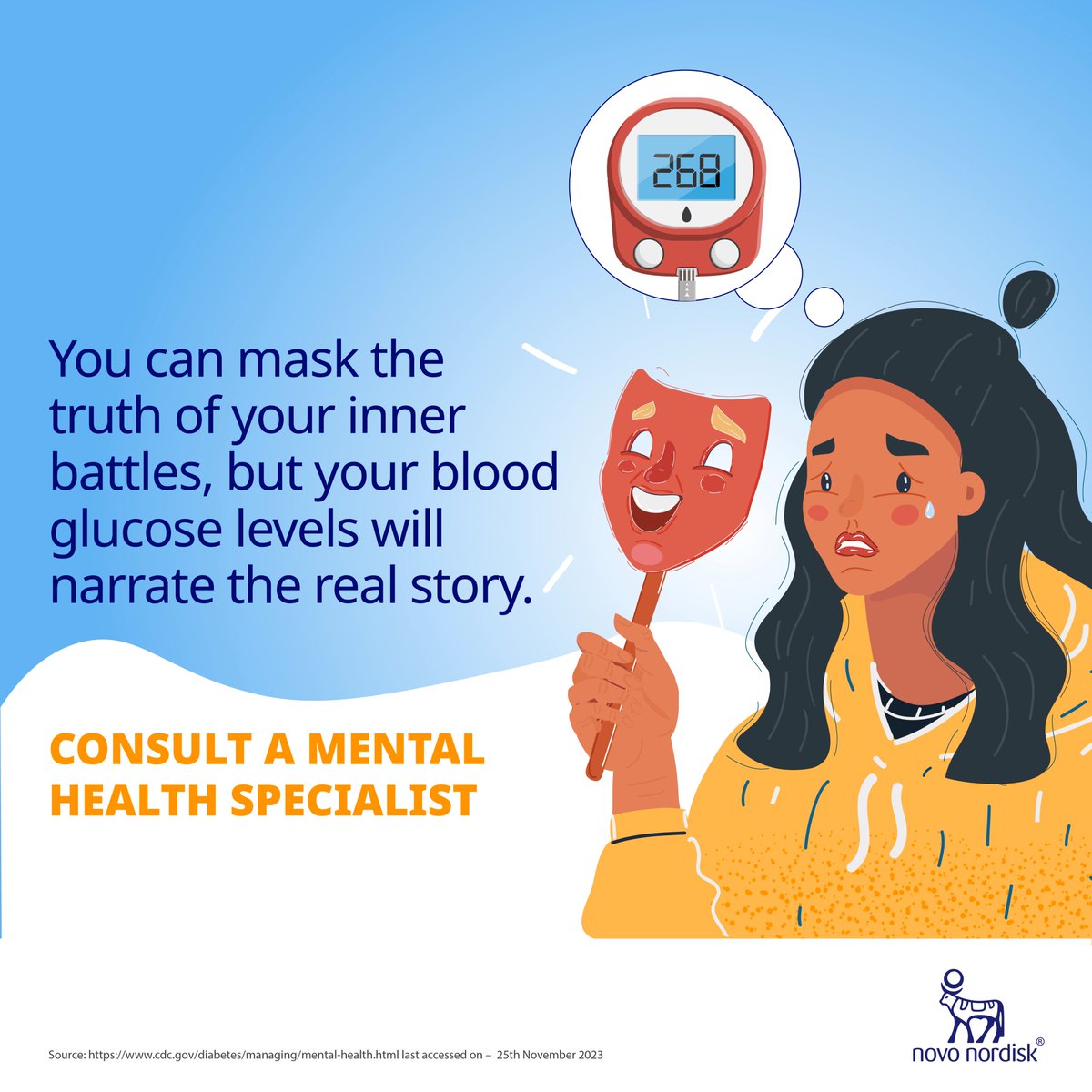 NovoNordiskIN's tweet photo. Untreated mental health issues can make diabetes worse. It’s time to meet an expert mental health specialist to understand the relationship between your mental health and diabetes and seek the right treatment.

#Diabetes #MentalHealth #Health #DrivingChangeForGenerations https://t.co/NOwEistwM5