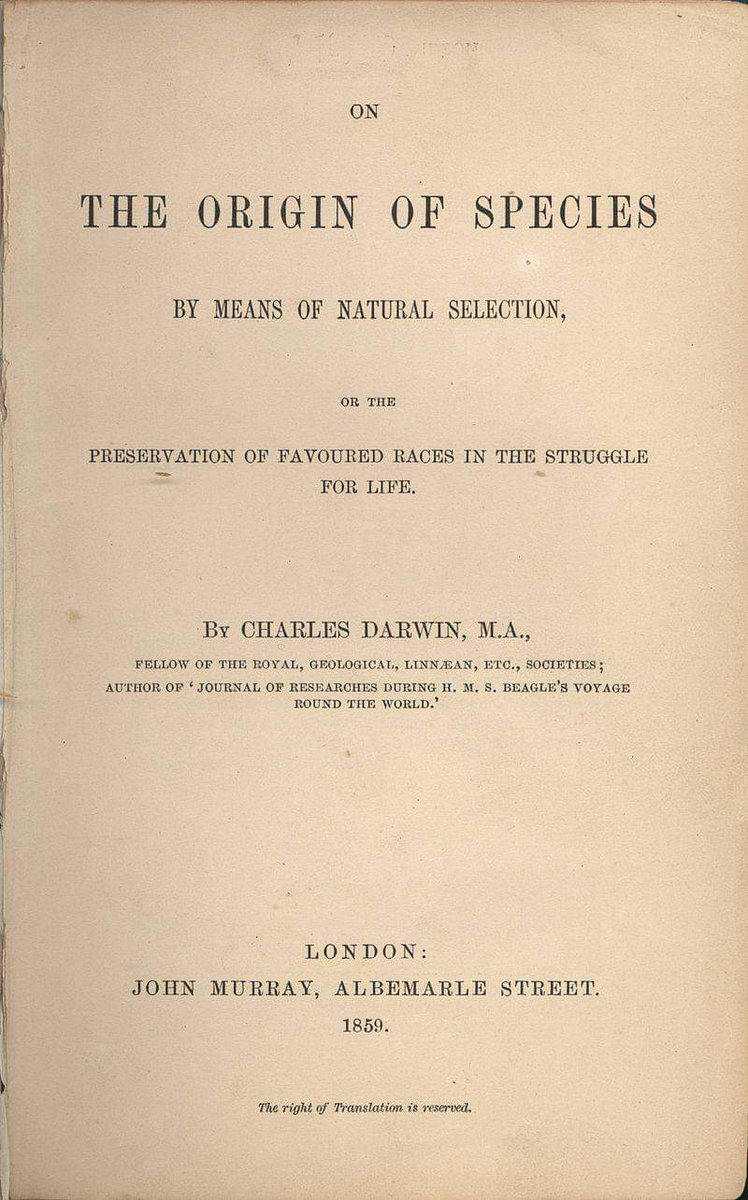 EvoPalaeoLab's tweet photo. It's the 164th anniversary of the publication of The Origin of Species. An amazing book explaining the mechanism of evolution... Natural Selection.  Without evolution by Natural Selection the science of biology wouldn't exist.  
#MResEvolution @sotonbiosci @unisouthampton https://t.co/vaHZAKO4dQ