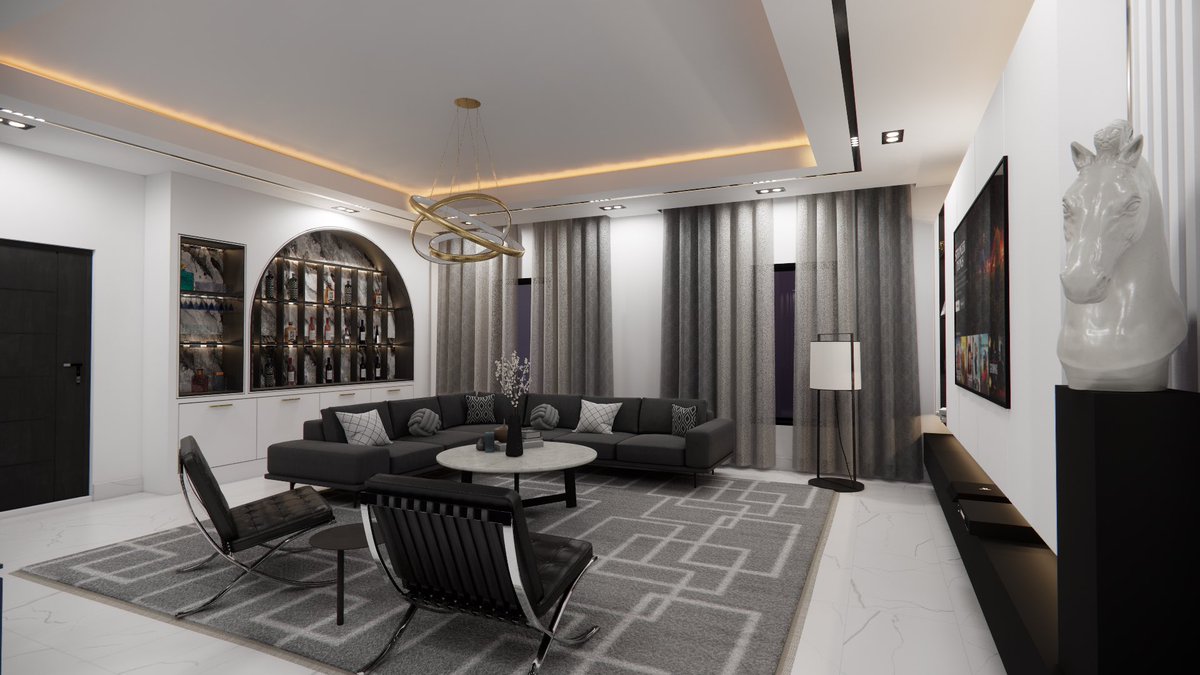 3D Living Room Design #3dinterior #enscape #revit #3dmodeling #3dvisuals