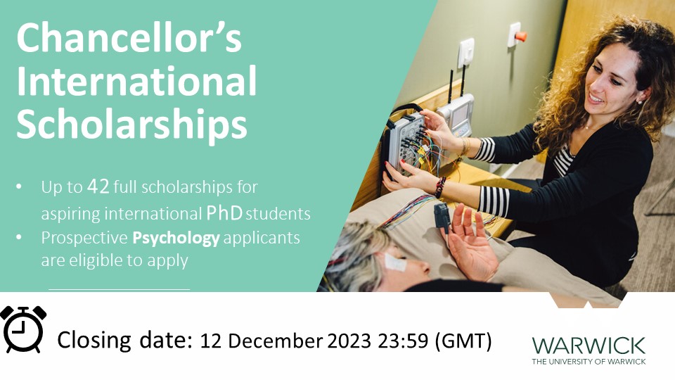 PhD opportunity at Warwick! Up to 42 Chancellor's International Scholarships available to be awarded to the most outstanding International PhD applicants. See here for more detail: warwick.ac.uk/services/dc/sc…