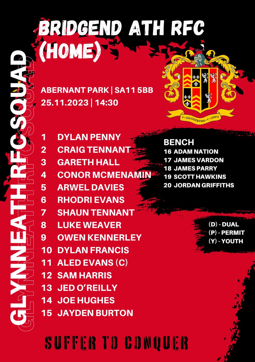 glynrfc's tweet photo. 🇩🇪SQUAD NEWS🇩🇪
The 1st XV take on @bridgendathrfc at home and @Dylan_Penny1 comes in for his first start. @RhodriEvans9 comes into the back row and @JaydenBurton19 returns at 15. 

Our Bees travel to @BryncochRFC hoping to build on last week’s win with @OW3N_JF leading the team. https://t.co/tFGO7z9YP8