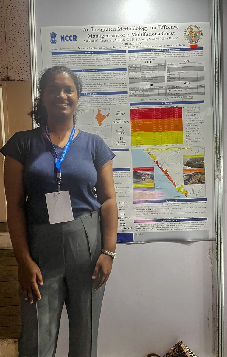 Thrilled to share that our research was spotlighted at #IGU2023! Ms. Mridula's poster presentation sparked discussion on turning #geoscience into actionable #policy. 🌟📜🚀
Grateful for the positive feedback on its innovative approach to #coastalmanagement. 
 @CentreCoastal