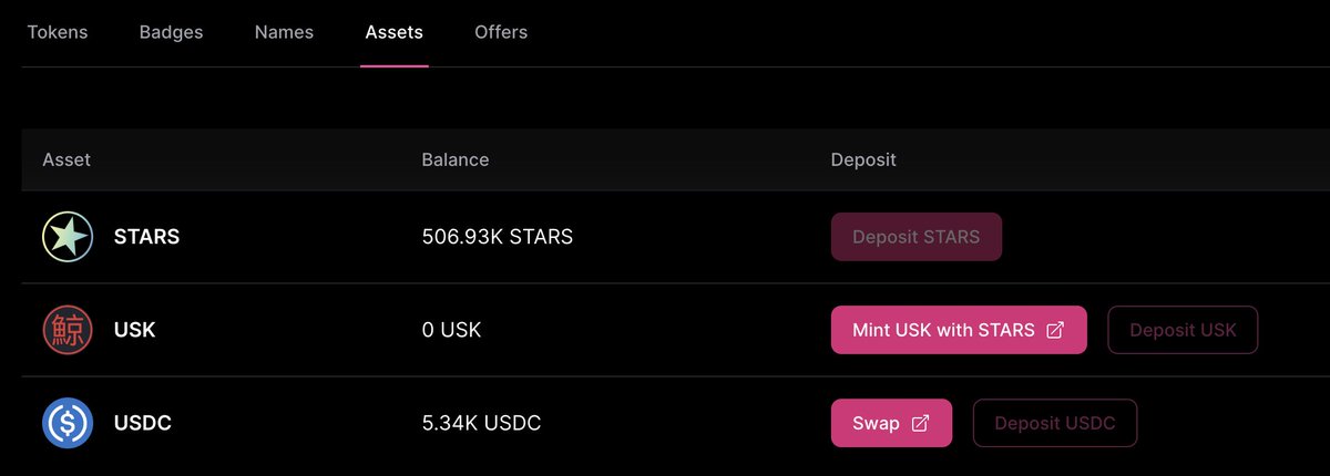 Couldn't have picked a better collection for Stargaze's first mint with $USDC. Also it's super easy to deposit or swap into USDC directly via the new Assets tab.

Minting with other assets helps Stargaze diversify its treasury and will soon add to protocol-owned liquidity.
