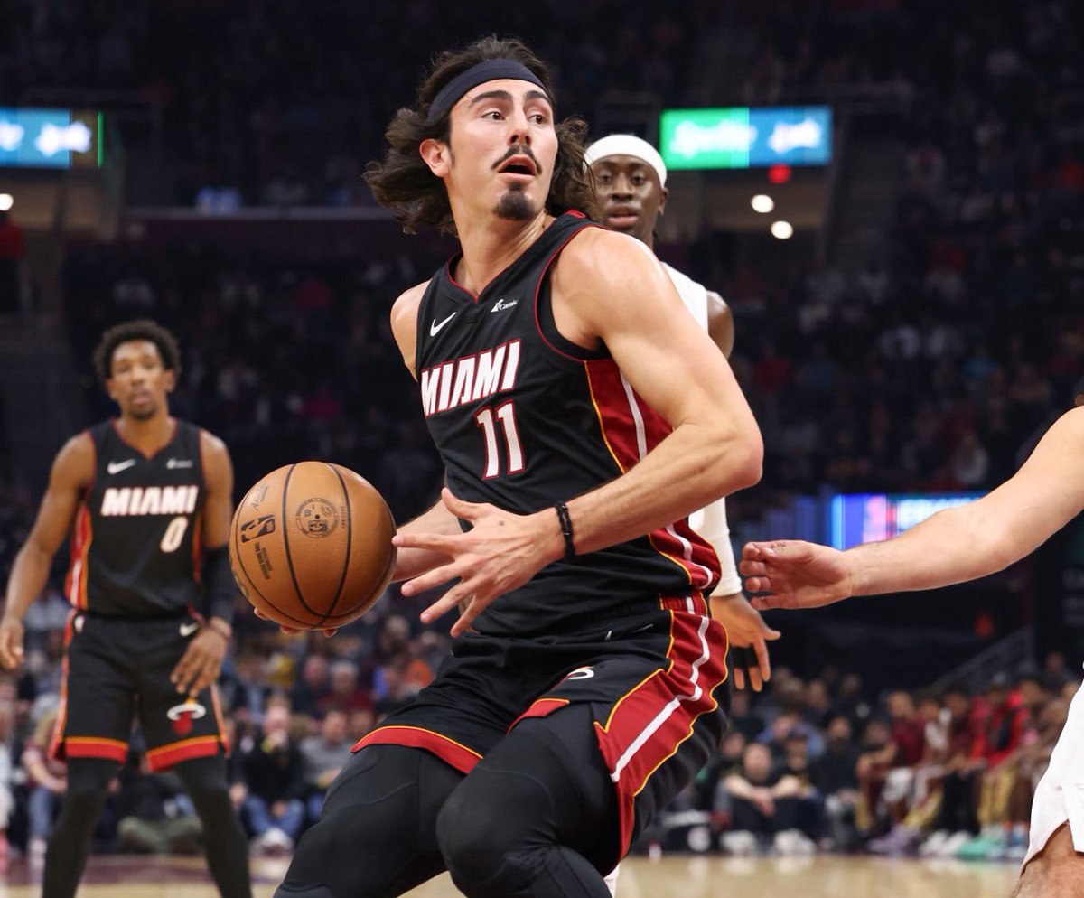 UsherNBA's tweet photo. The Heat have won 9 of their last 10, and Jaime Jaquez Jr. over that span has averaged 13.4 PPG, 4.2 RPG, 2.4 APG, and 1.1 SPG with 57/50/80 splits 

The 22-year-old is a solid defender and a highly versatile offensive player who can really pass the ball and excels scoring off drives, post-ups, and cuts

He gets to the rim at a high rate, is money in the midrange, and his three-ball has been better than advertised

He’s strong, physical, tough, smart; he’s been a significant contributor on a very good team from the jump

Perfect Jimmy protege, quintessential Miami Heat player, unbelievable value at pick #18

#HEATCulture