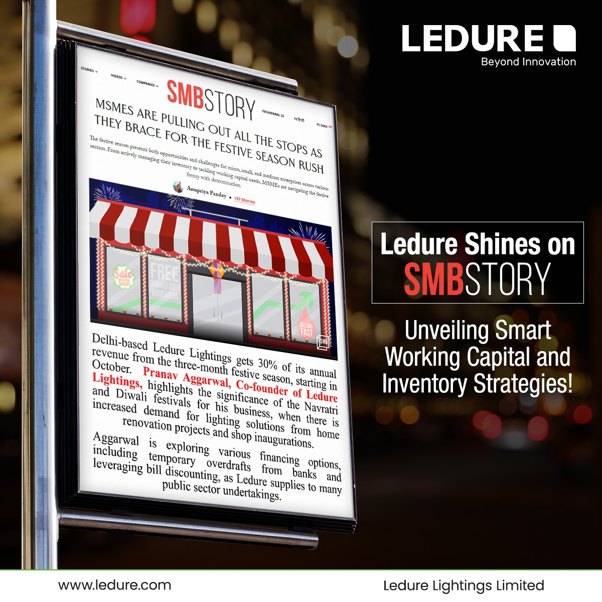 LEDURELIGHTINGS's tweet photo. Lighting the Path to Prosperity: Ledure Illuminates Your Story with Ingenious Strategies for Festive Season Success! Discover the Brilliance of Smart Working Capital and Inventory Management. 💡 

Read the Press Release @smbstory : https://t.co/iEXjhM8nux

#LedureLighting https://t.co/4lYi84W0LN