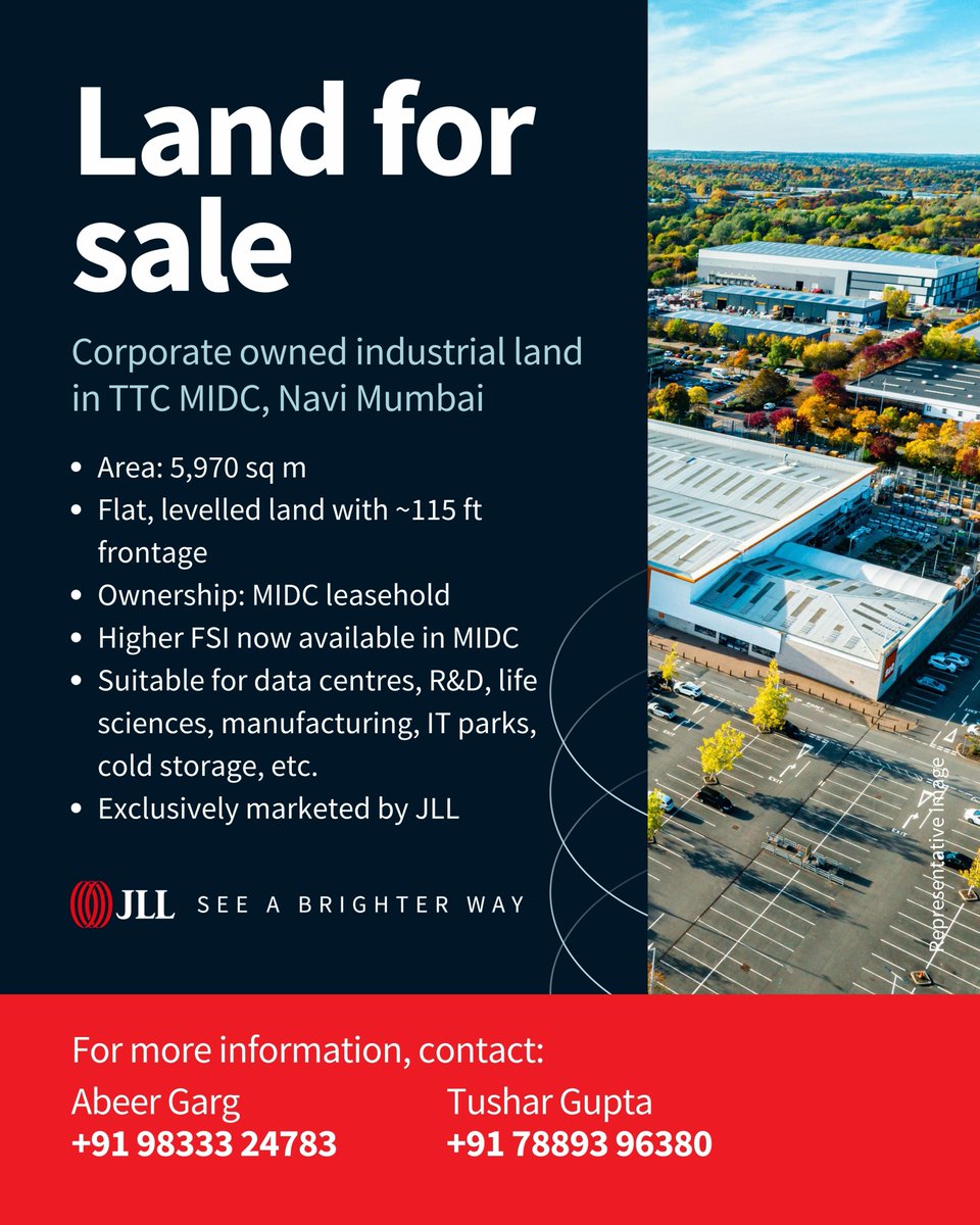 abeer_garg's tweet photo. Opportunity to acquire prime land in Navi Mumbai, an ideal location for end users &amp; developers. Multiple usage across IT, data centres, manufacturing, R&amp;D/lifesciences, retail, hotels, cold storage &amp; residential permitted.
#Manufacturing #Lifesciences #DataCenter #Industrial https://t.co/PhHr3TcJxB