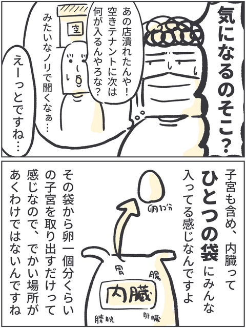 子宮全摘記録④
確かに、子宮が出て行った後はどうなるの?というのは地味に気になる点かもしれませんね…。 