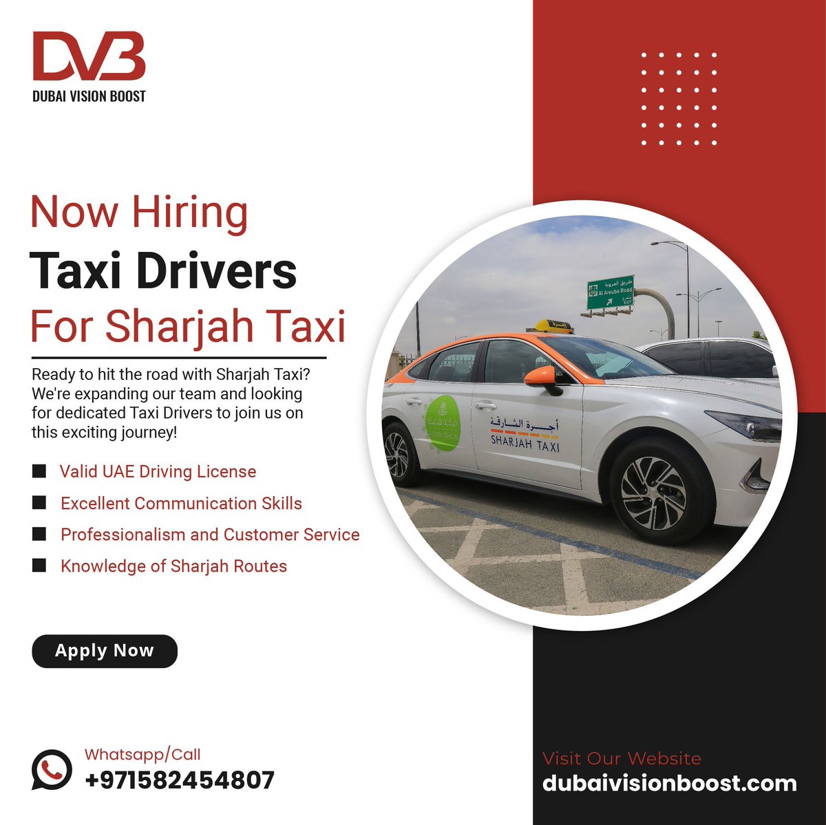 DvbDubai's tweet photo. 🚖 Join Our Team! Hiring Taxi Drivers for Sharjah Taxi 🚖
Ready to hit the road with Sharjah Taxi? We're expanding our team and looking for dedicated Taxi Drivers to join us on this exciting journey! 
https://t.co/hyURxdMUKZ
#SharjahJobs #TaxiDriversWanted #NowHiring #DriveWithUs https://t.co/5d8ib6rURS