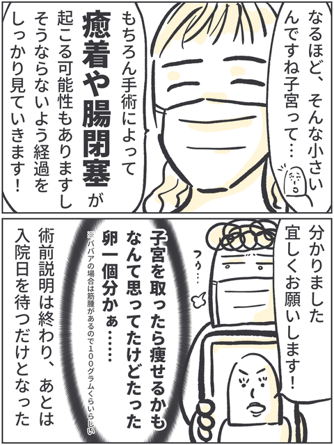 子宮全摘記録④
確かに、子宮が出て行った後はどうなるの?というのは地味に気になる点かもしれませんね…。 