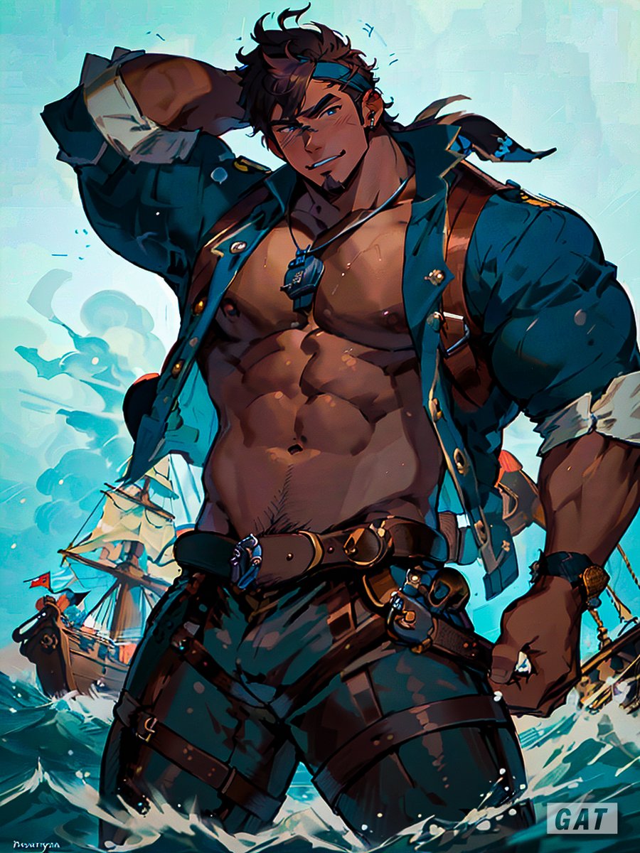 TokyoAiGuys's tweet photo. The young pirate captain braves the stormy seas, his crew ready to fight to the death against any foe that dares cross their path.
#muscle #PleaseRT https://t.co/f5sgRhheVh