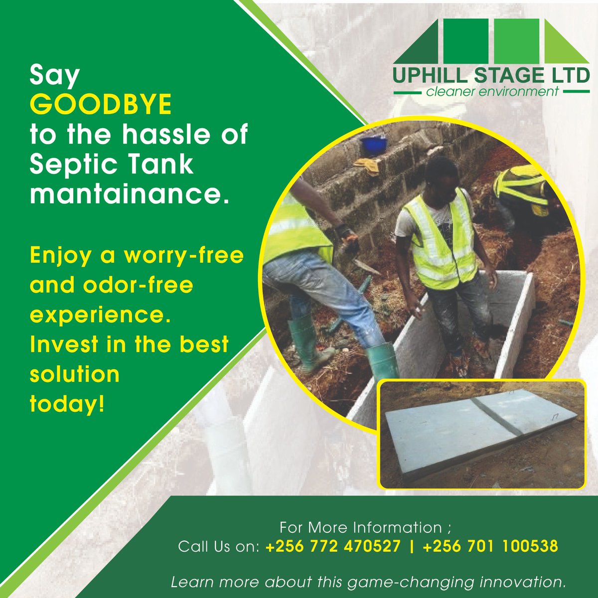 Musinguzi's tweet photo. @wekesa_amos @Ugandalodgesltd Do you have a Septic Tank at your home or business property?

Are you tired of the constant hassle of Septic Tank emptying?

Our solution will save you money and time, giving you peace of mind! https://t.co/DTI17Nn7B4