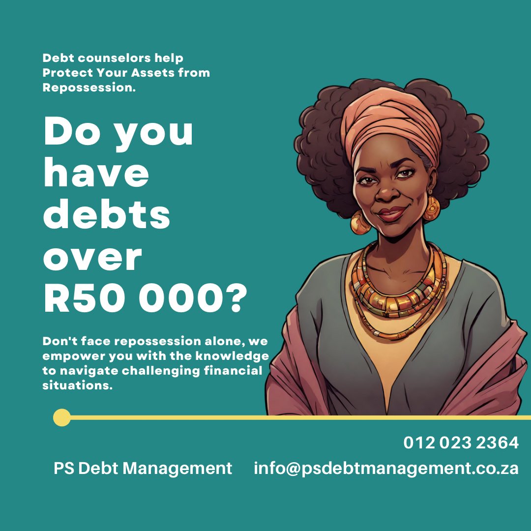 Crush debt stress like a pro! 

Got debts over R50,000?

Don't face repossession alone. Our savvy debt counselors have your back! 

We're not just a lifeline; we're your financial SWAT team! 

Dial us NOW at +27 12 023 2364 and let's kick debt to the curb!  

#DebtSolutions