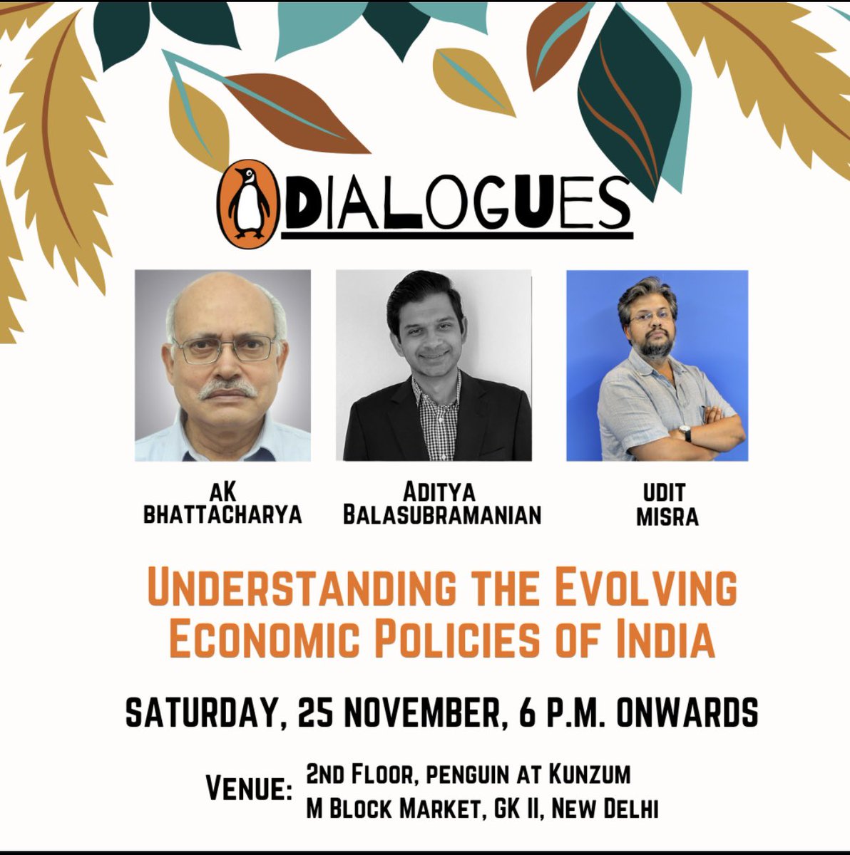 Exciting session tomorrow (Sat, 25 Nov)! Absolutely must attend if you’re interested in India’s economic policies over the years being discussed by the foremost scholars in the field.
