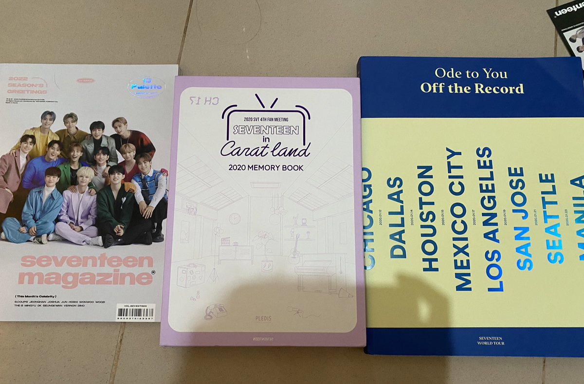 tetsuroux's tweet photo. wts 

- seventeen 2022 seasons greetings photobook
- seventeen in caratland 2020 memory boom
- ode to you off the record seventeen world tour photobook

for prices please offer aja yaa, mau ngosongin smua koleksi di lemari

boleh co event. dom tangsel ina https://t.co/rGzPBUcYvd