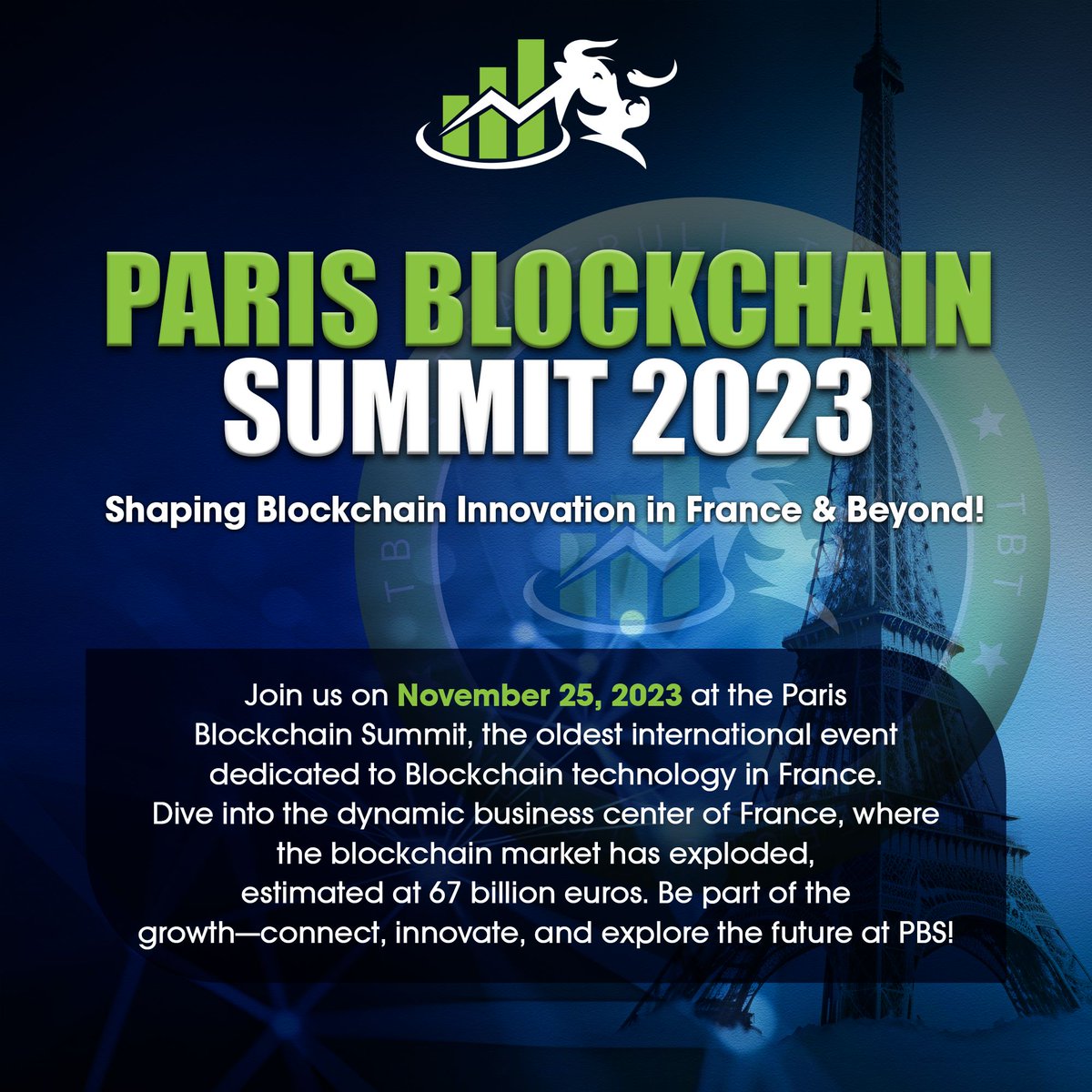 TradeBull_TBT's tweet photo. Paris Blockchain Summit 2023: Shaping Blockchain Innovation in France and Beyond! πβ¨
Join us on November 25, 2023, as we chart the future of blockchain technology.
#ParisBlockchainSummit #BlockchainInnovation https://t.co/tzg7FG8GcX
