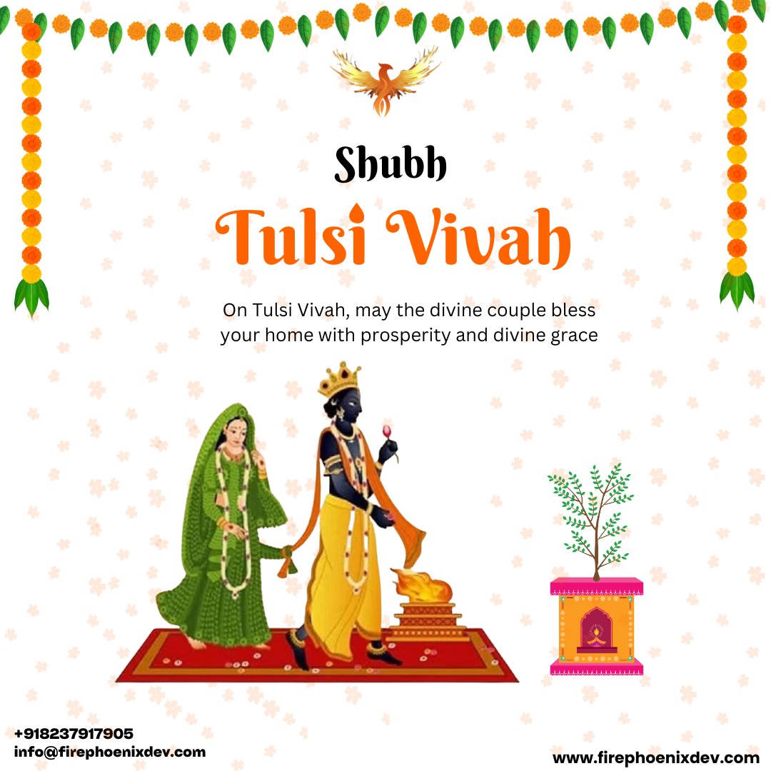 Experience blessings and abundance on Tulsi Vivah! 🌿 Explore the sacred significance of this auspicious occasion with us. 
 #firephoenixdev #indianculture #weddingceremony #tulsivivah #divineblessings #sacredunion #divinegrace #spiritualabundance #tulsiandvishnu