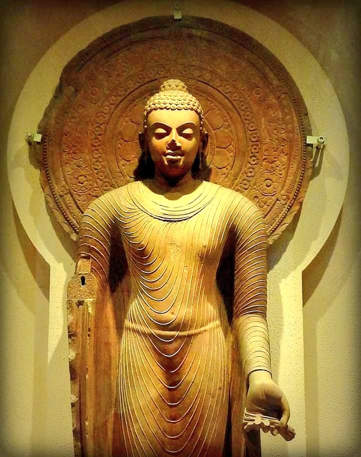 Buddha Iconography Buddha was not depicted as a human for a long time & the first Buddha statue was built two centuries after his death. So actual buddha never looked like what we know today. Here Buddha is depicted wearing a fine muslin fabric garment typical #Gandhara style.