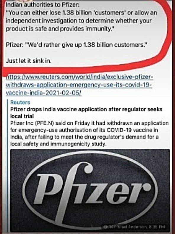 RealCapeTruther's tweet image. Why #PHIZER pulled out of India... 😳🤔