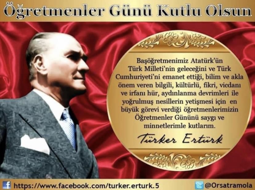 Çağdaş ve bilimsel eğitim ve öğretim peşinde koşan öğretmenlerimizin Öğretmenler Gününü saygıyla kutlarım.