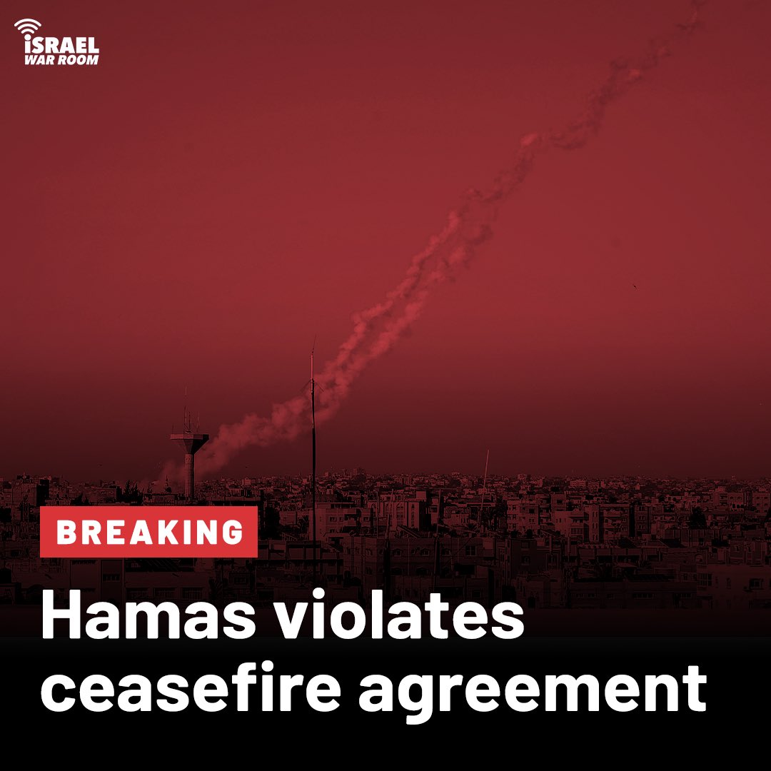 #BREAKING: 15 minutes after the ceasefire began, Hamas fired rockets into southern Israel.