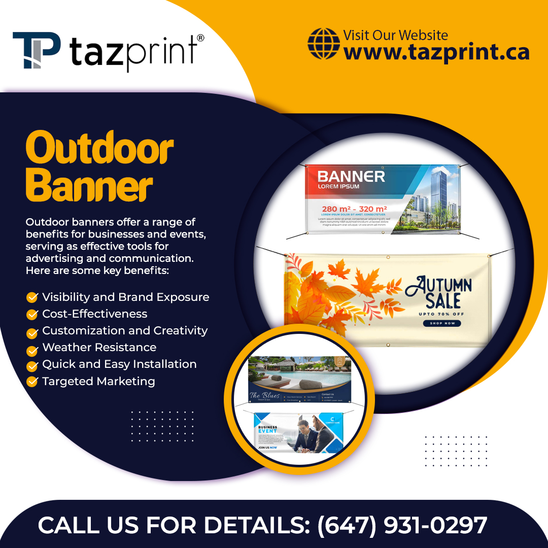 🌟 Looking to make a big impact outdoors? Look no further! 

#Tazprint brings you top-notch outdoor banners designed to steal the spotlight and amplify your message!🎯

☎️Contact us On: +1 647-931-0297

#outdoorbanners #standout #onlineprintingservices #makeanimpression #tazprint