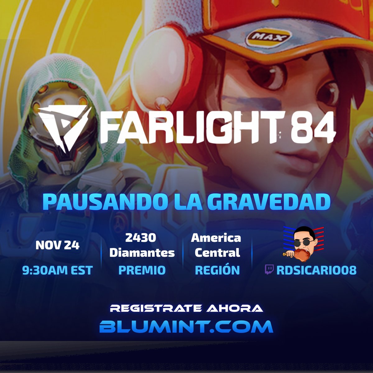 Asi es, <a href="/rdsicario08/">rdsicario08</a> está de vuelta con el torneo de hoy de <a href="/Farlight84/">Farlight 84</a> "Pausando la Gravedad"🔥. ¡Miralo en <a href="/Twitch/">Twitch</a> y sé parte de la acción con 2,430 Diamantes en juego!

👉Regístrate aquí: blumint.com/game/farlight-…

#Farlight84 #BattleRoyale #TorneoGaming