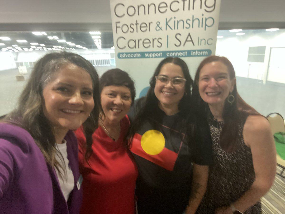 (L to R) Fiona Endicott, CEO Connecting Foster & Kinship Carers - SA Inc ; me; Ashum Yarlupina Owen, Ngangki Warra; Presenter Marie McLeod at Recharge & Thrive. Information: mariemcleod.com Thank you to Lutheran Care for your support for this session for 130 carers.