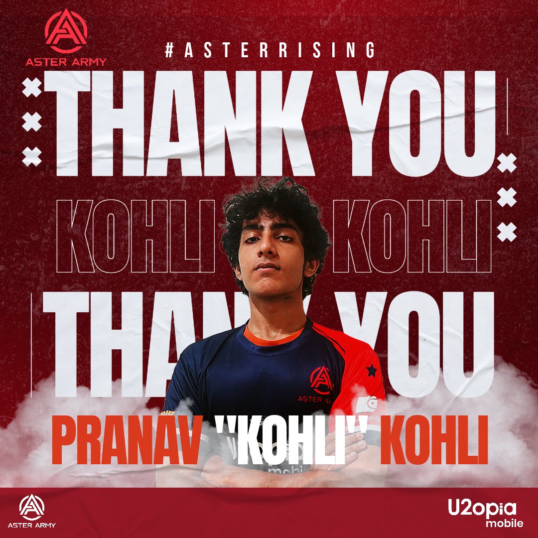 A heartfelt salute to Kohli, the true chameleon of our team! Your role flexibility brought unparalleled strength to our squad. Thank you for your dedication, adaptability, and unforgettable moments. Wishing you the best on your next adventure. Farewell, legend! 
#AsterRising