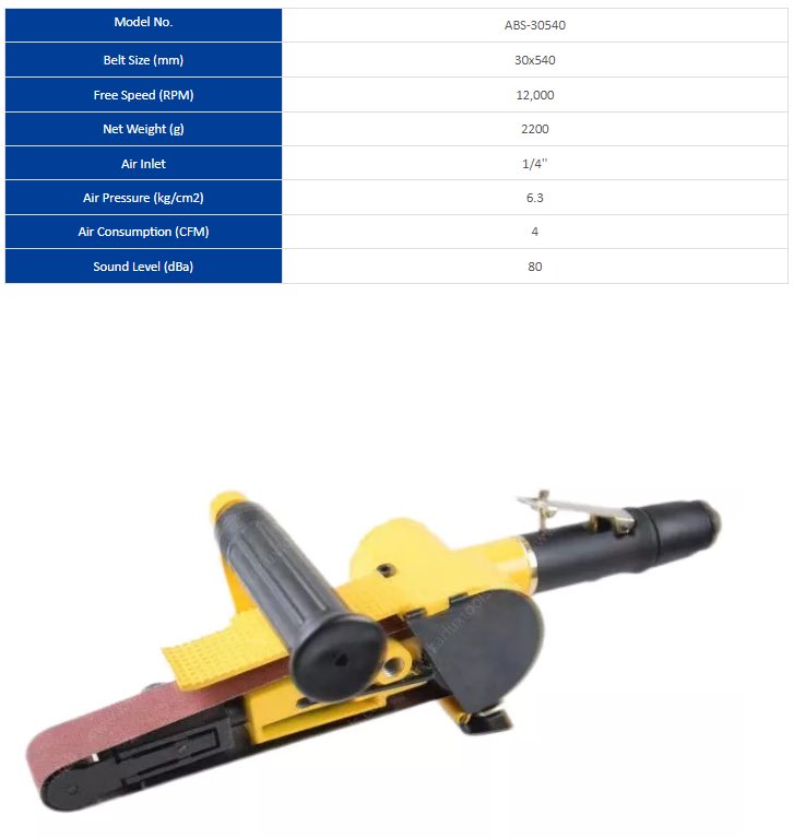 30x540mm 12000RPM 1/4”Air Inlet Air Belt Sander
#Airtools #Abrasive #Beltsander